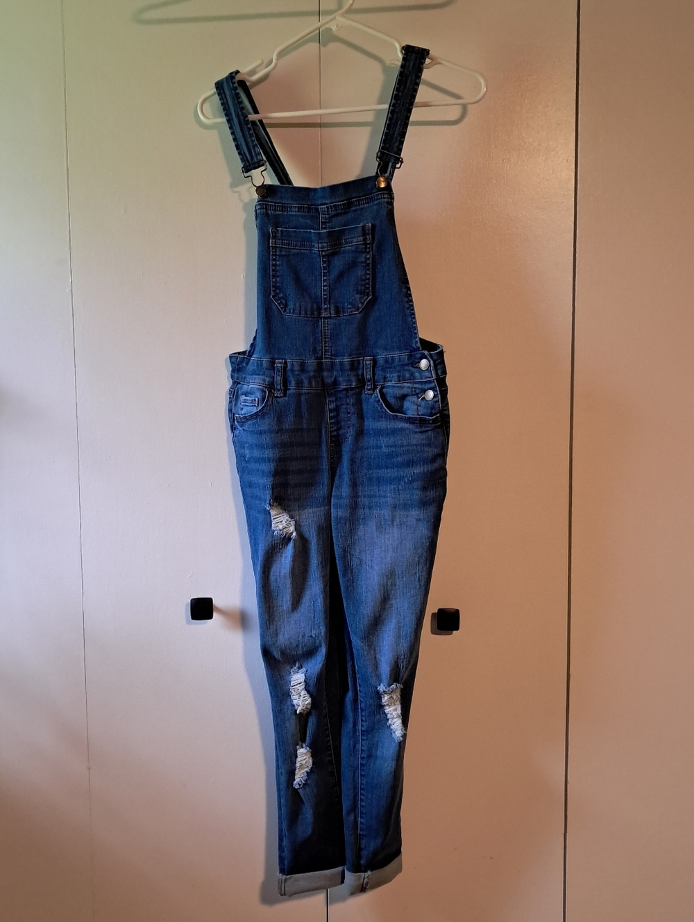 Wax Jean Dark Blue Ripped Denim Overalls